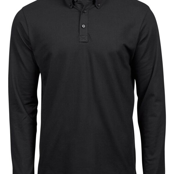Men's Fashion Long Sleeve Luxury Stretch Polo Thumbnail